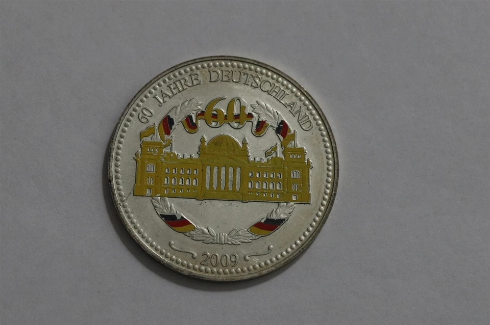 🧭 🇩🇪 MEDAGLIA GERMANIA ARGENTO 36mm 60 anni colorata/smaltata con coab56#2... - Immagine 2 di 4