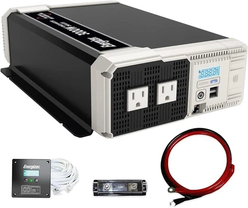 Energizer 3000 Watt 12V to 110v Pure Sine Wave Inverter Dual AC Outlets & USB
