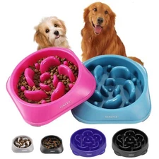 Set of 2 Large Breed Slow Feeder Dog Bowls for Slower Eating