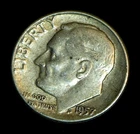 1957 Roosevelt Silver Dime FREE SHIPPING (B353)