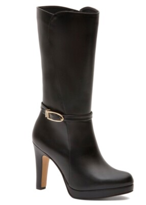 Botas Andrea.  botas altas de piel negros para mujer