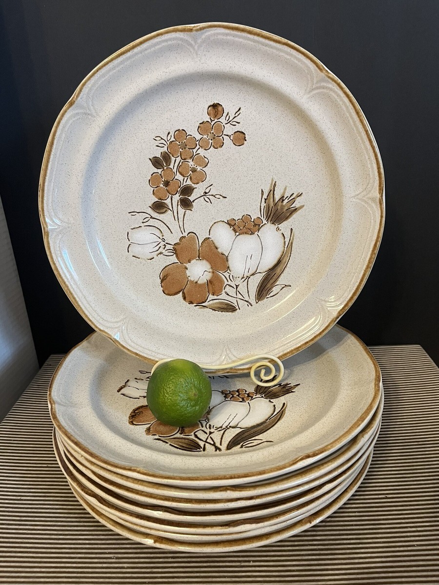 Baroque ~ Hearthside Vintage JAPAN stone dinner plate brown Floral