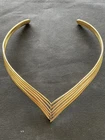 Vintage gold-tone modernist statement choker necklace Collar Costume Jewelry