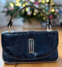 Vintage 50s Air Step Structured Handbag Black Vinyl Pin Up Retro Granny Style