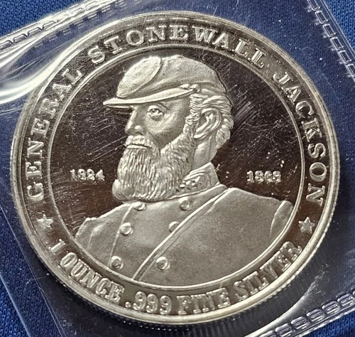 A 1863 Silver Art Round ASW 1oz Deo Vindice General Stonewall Jackson