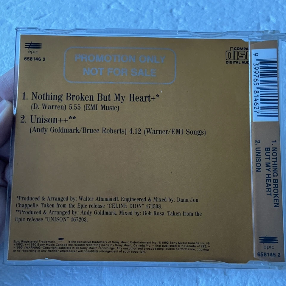 Celine Dion CD Single Rare Nothing Broken But My Heart 90s Pop Music Australian - Image 2 of 4