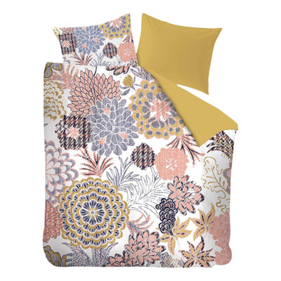 Mako-Satin-Bettwäsche Layered Bloom - Baumwollstoff - Mehrfarbig - 260 x 200/220