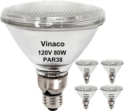 Vinaco PAR38 80W Flood Llight Bulbs, 4 Pack High Output PAR38 Halogen Flood Ligh