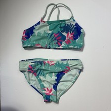 Wonder Nation Girls Bikini Swimsuit 6-6X Tropical Leaf Print 2-Piece Swimwear