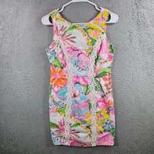 Lilly Pulitzer Target 20th Anniversary Floral Lace Trim Shift Dress Pink Size 2