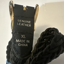 Genuine Black Leather Belt With Gold Tone Buckle. Size XL, Men.