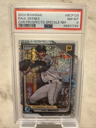 2024 Bowman Chrome Prospect Paul Skenes   Speckle Refractor  /299  🏴‍☠️ PSA 8