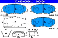 Bremsscheiben-BremsbeläGe-Kit ATE 13.0460-5860.2 Honda 45022-S9A-A01