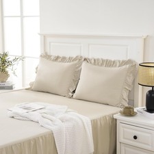 Ruffled Pillowcases, 20" X 26" Size, 100 Lightweight Cotton Pillow Shams Set...