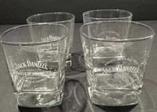 4 Jack Daniels Single Barrel 3" Square Rocks Whiskey Cocktail Glasses Clear