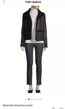 Ladies Tory Burch Black Reversible Shearling Jacket Coat Nwt Rrp £1399 Size Xl