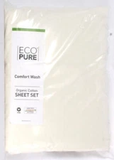 Eco Pure Comfort Wash Soft White Organic Cotton XL Twin Sheet Set Oeko-Tex