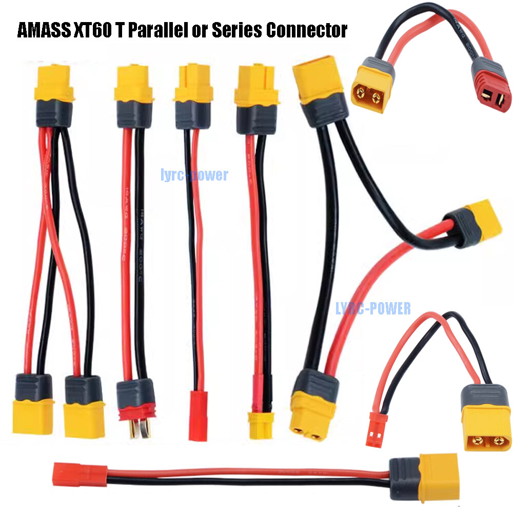 Amass Adattatore Da XT60 Maschio A XT30 Maschio - Cavo 10cm 18AWG In Silicone (3 Pezzi) - 2