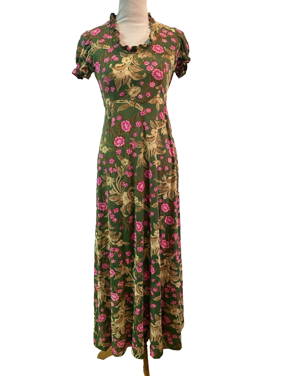 VTG 70s Women's Hawaiian Floral Beach Maxi Dress Resort Vacation Festival S/M VTG 70s Women's Hawaiian Floral Beach Maxi Dress Resort Vacation Festival S/M