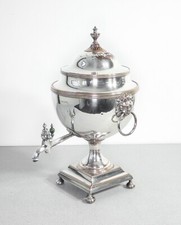 ⚜️ Ancien Samovar Argenté Inoxydable Angleterre Époque 1800 Victorien