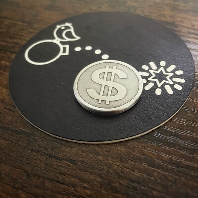 CASH! (Raised Relief Stainless Steel) Hand Made Custom Golf Ball Marker!