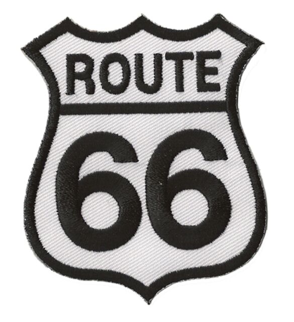 Gepatcht Aufnäher Route 66 Weiß Zum Aufbügeln Transfer Patch