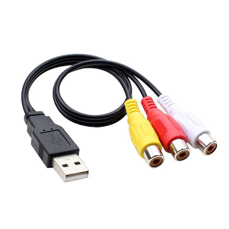 USB Male Female to RCA Phono AV Cable Lead PC TV Aux Audio Video Adapter Cord - Image 4 of 4