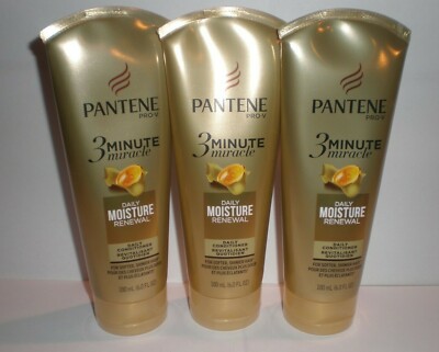 (3) Pantene Pro-V 3 Minute Miracle DAILY MOISTURE RENEWAL DAILY CONDITIONER 