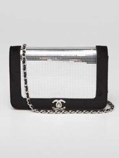 Chanel Black Velvet and Mirror Sequin CC WOC Clutch Bag