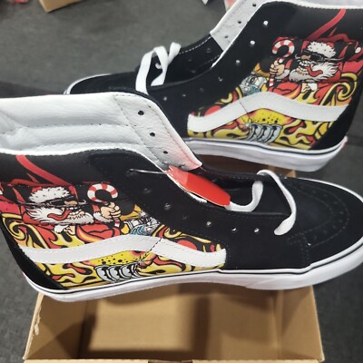 Size 7 Men's/Size 8.5 Women's sk8-Hi Santa Flame Black Vans