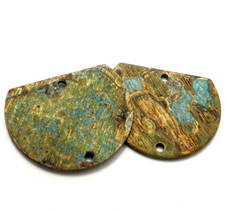 8ps Earring brass connector 2 holes Shaped flat half round blank aged patina 861