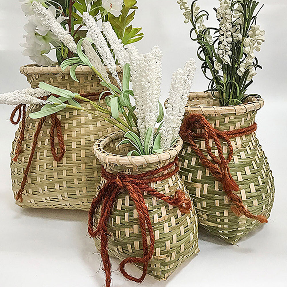 US Handmade Bamboo Fish Baskets Craftsmanship Containers Outdoor