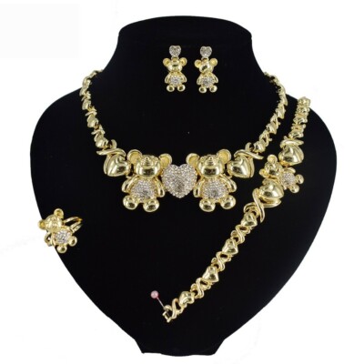 HUGS & KSSES Teddy Bear 18k Layered Real Gold Flled Xo Set - Etsy