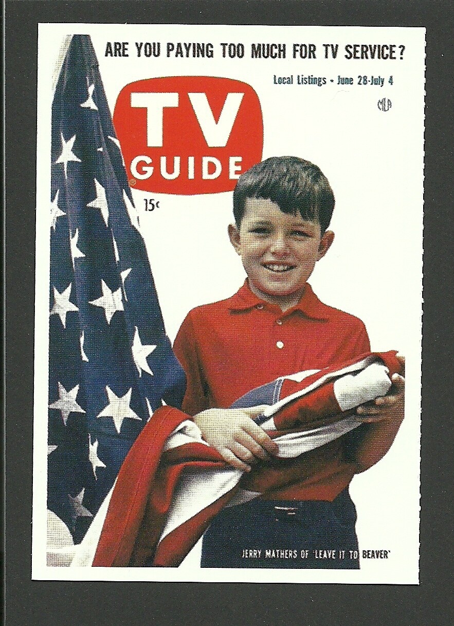 Message Leavers Service Leave it to Beaver Jerry Mathers USA Flag TV Guide Collector Card | eBay