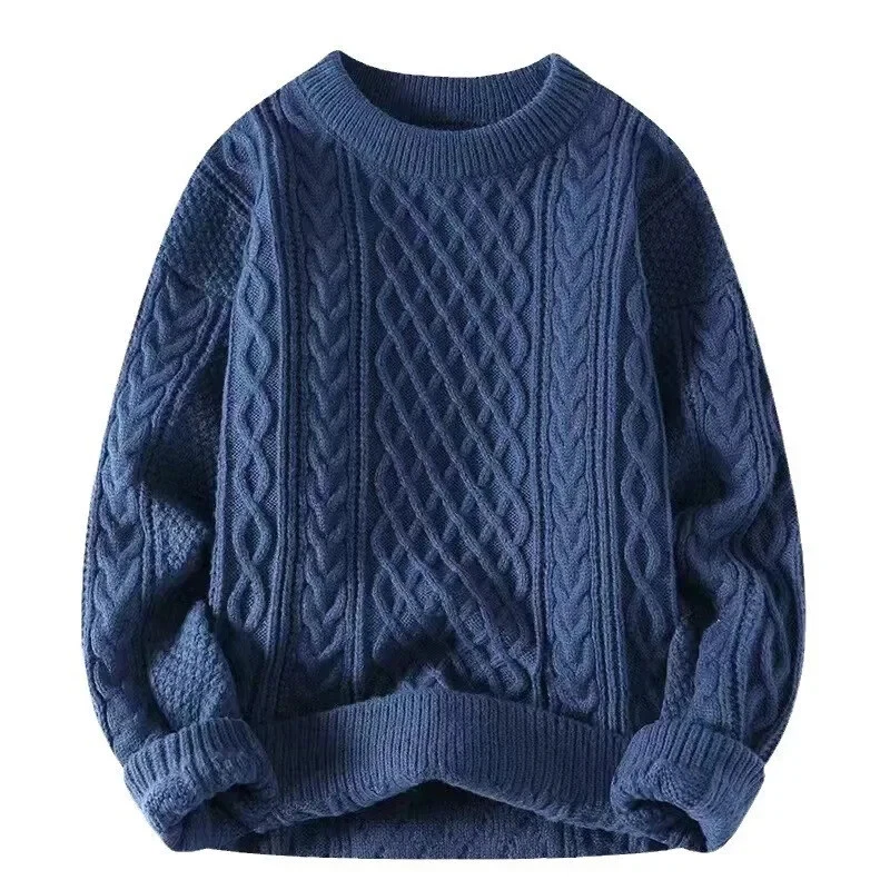 Men's Autumn/Winter Knitted Sweater Round Neck Pullover Top Knit Wool Clothes - Image 4 of 4