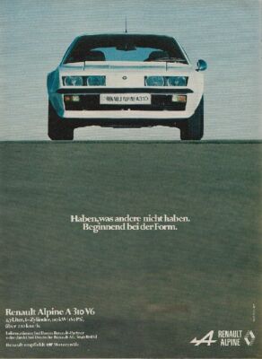Renault Alpine A 310 V6 - Reklame Werbeanzeige Original-Werbung 1978 (3)