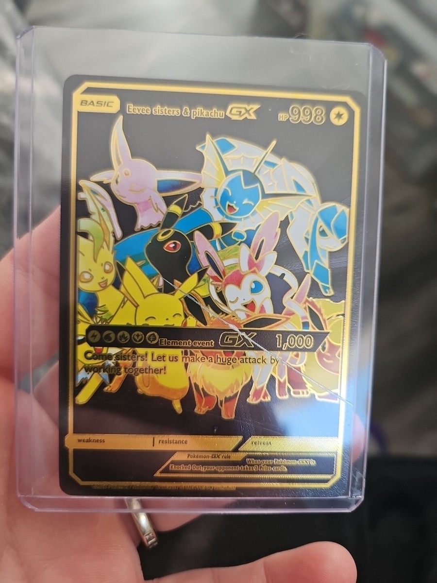 Eevee Sisters & Pikachu GX Black Foil Fan Art Vinyl Collector