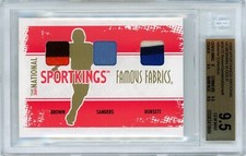 2009 SPORTKINGS NATIONAL - GOLD 1/1 BROWN, SANDERS, & DORSETT RELICS! -  BGS 9.5