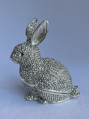 Ciel Collectables Rabbit Trinket Box. Hand Set Swarovski Crystals  & Enamel 