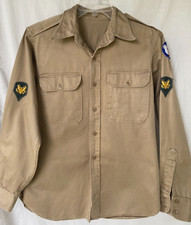 Vintage 40s 50s..Army US Military..Khaki..Korea..Uniform..Shirt..Patch Men Med