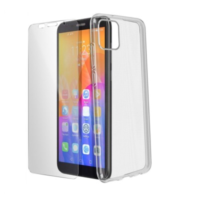 For HUAWEI Y5P TEMPERED GLASS SCREEN PROTECTOR + CLEAR SILICONE TPU CASE COVER