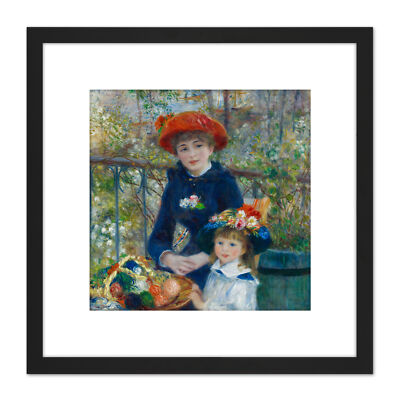 Renoir zwei Schwestern auf der Terrasse quadratisch gerahmtes Wandbild 9 x 9 Zoll