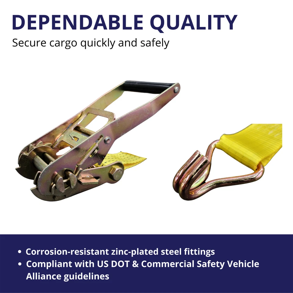 Paquete de 4 ganchos de correa de trinquete de alta resistencia de 2" x 27' 5000 libras en J Foto 3 de 4