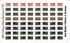 1/12 Scale Waterslide Decals: US Flag Shoulder Patches on White Backing
