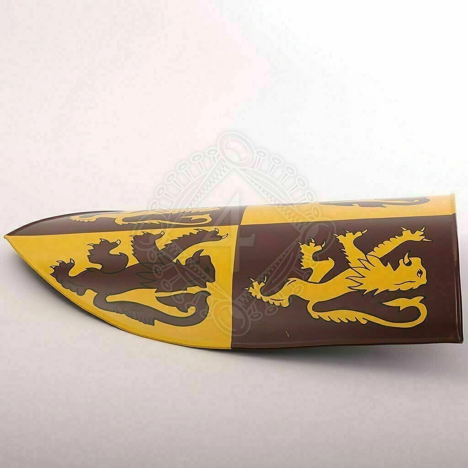Medieval Warrior Steel Shield with Welsh Dragon Yellow Replica Heater Shield - Image 4 of 4