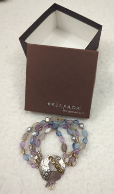 Silpada Sterling Silver and Brass Amethyst Quartzite Agate  display picture 1