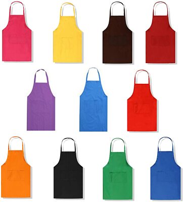  NEU EINFACHE SCHÜRZE MIT VORDERTASCHE KÖCHE METZGER KÜCHE KOCHEN HANDWERK BACKEN