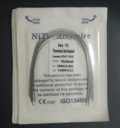 10Pqts Alambres de Arco de Ortodoncia Dental Redondo Niti Activado Térmicamente