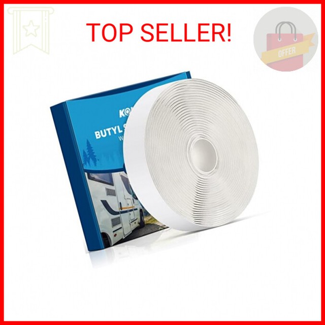 Kohree Butyl RV Sealant Tape White 3.4 in × 30 ft