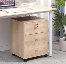 Mobile Lockable File Storage Cabinet With 3 Drawers On Wheels Under Desk